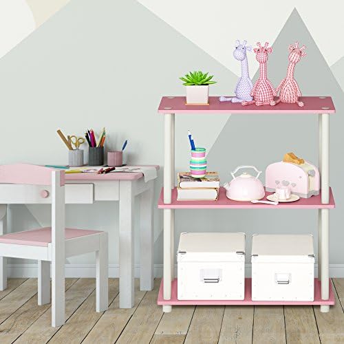Furinno TURN-N-TUBE Storage Shelves, 3-Tier Book Shelf, Corner Shelf, Toolless Open Shelves, for Organization and Storag