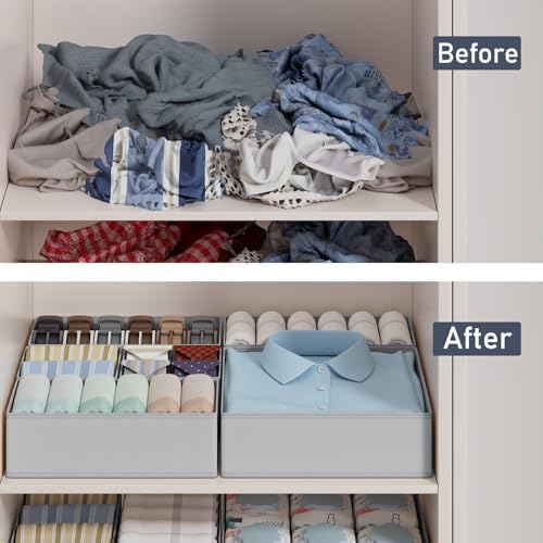 DIMJ Drawer Organizer Clothes Storage - 18 Pack Baby Dresser Organizer for Nursery, Foldable Closet Drawer Organizer Bins for Bedroom Organization, Fabric Storage Dividers for Socks, Underwears, Bras