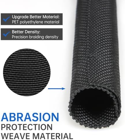 Split Braided Cable Sleeve，Flexible Wire Loom Tubing, Automotive Cord Protector Pet Proof, Cable Management for Computer