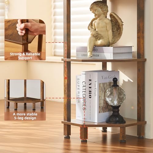 YUFAM 5-Tier Corner Shelf, Brown