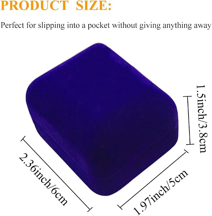 Single Slot Velvet Ring Box for Engagement or Wedding with LED Light - Blue