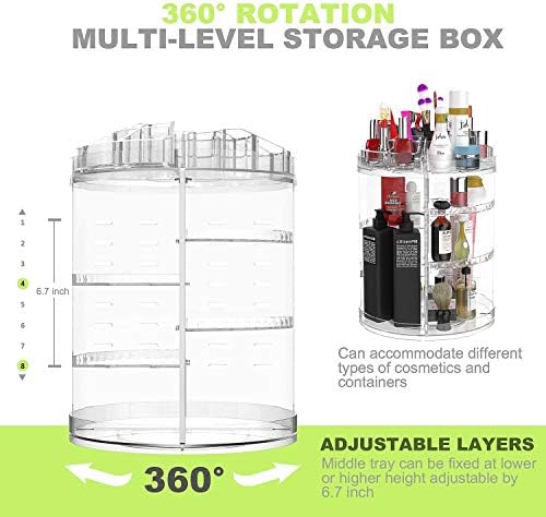 Boxalls Makeup Organizer Rotating, 8-Layer Large Capacity Cosmetics Organizer, 360 Adjustable Skincare Spinning Stand, C