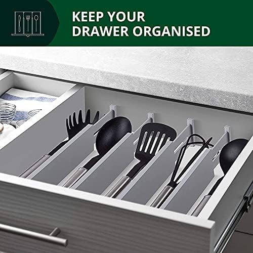 ROYAL CRAFT WOOD Adjustable Bamboo Drawer Dividers Organizers - Expandable Drawer Organization Separators For Kitchen, D