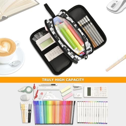 Chess Pencil Case Box Boys Girls Large Pencil Pouch Zipper Compartments Big Capacity Stationery Pen Bag Organizer Kids Teens Adults School