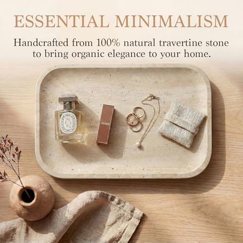 Natural Italian Travertine Tray Rectangular Decorative Marble Vanity Tray