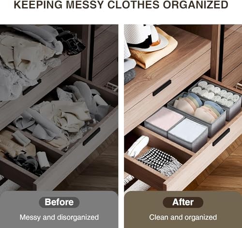 DIMJ Drawer Organizers for Clothing, Set of 12 Dresser Drawer Organizers, Fabric Closet Organizers and Storage, Drawer D
