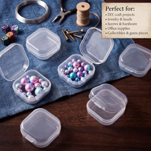SATINIOR 24 Pcs Small Clear Plastic Container Box, 1.4 x 1.4 x 0.7 in