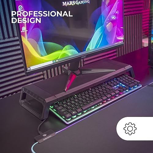 Mars Gaming MGS-PRO Ergonomic Monitor Stand, Professional Smartphone and Tablet Stand, 3 Sizes Adjustable, Multifunction