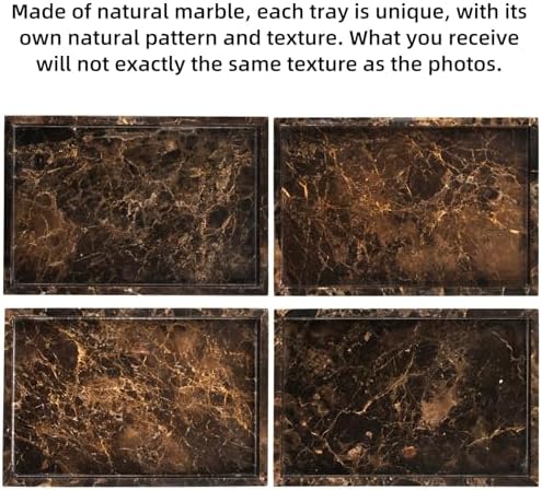 Marble Bathroom Vanity Tray, Dark Brown, 12"x 8" x1.2"