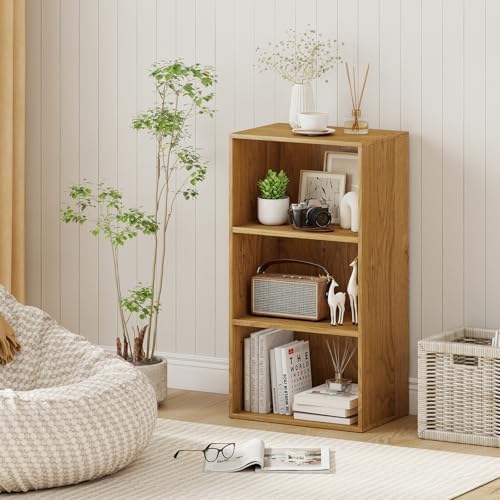 Giantex 3 Shelf Bookcase, Modern Bookshelf Cube Storage Organizer, Open Storage Cabinet Multi-Functional Home Office Bed