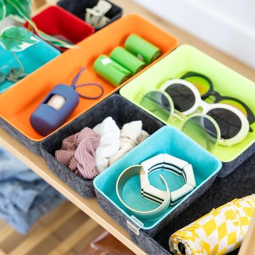 Three by Three Seattle Felt Storage Bins w/Expandable Bin, Set of 8