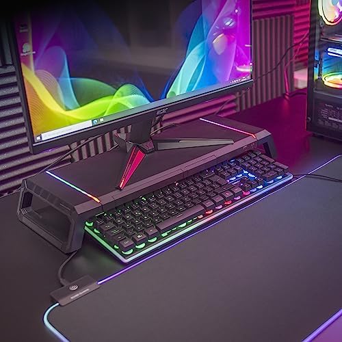 Mars Gaming MGS-ONE Black, Chroma RGB Monitor Stand, Adjustable Size, Smartphone and Tablet Stand, Front USB 2.0