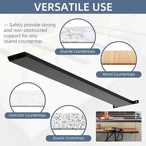 Hidden Island Countertop Support Bracket, Solid Heavy Duty Floating Shelf Bracket Straight Bracket for Granite/Wood/Conc