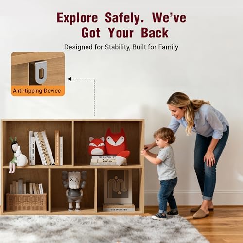 Book Shelf, Wooden Cube Storage Organizer with 11" Open Cubes, Stackable Modular Bookcase for Room Divider Storage, 2 Ti