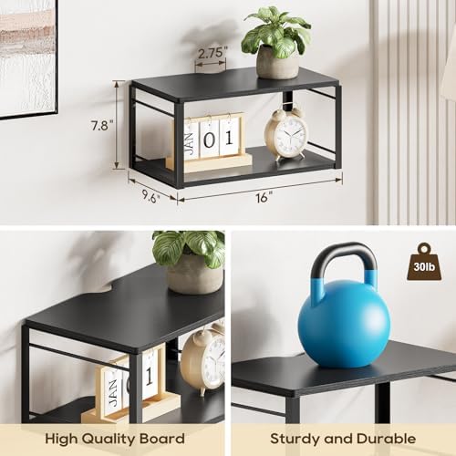 Floating Nightstand Set of 2, Wood Bedside Shelf Wall Mounted Nightstand, Floating Bedside Table for Bedroom, Living Roo