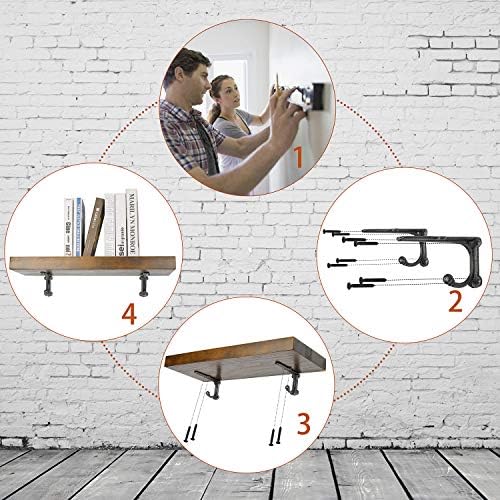 6 Inch Decorative Shelf Brackets-Heavy Duty Wall Brackets with Hooks Shelve Brackets Metal for Open Shelves Vintage Shel
