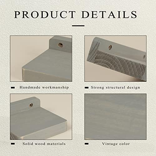 Freezing point Small Floating Shelf for Wall Set of 4 Natural Wood 4Inch Mini Wall Shelves Decor Plant Display Collectib