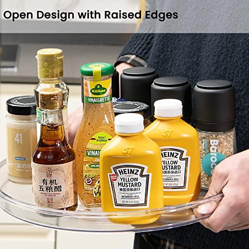 vacane Large 13" Lazy Susan Cabinet Organizer, Non-Skid Lazy Susan Turntable Clear Lazy Susan Tray Storage Containers fo