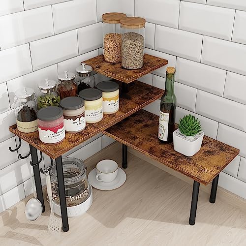 Homode Kitchen Countertop Organizer - 3 Tier Corner Shelf, Bathroom Counter Organizer, Spice Rack, Coffee Bar, Over Sink