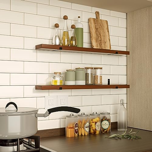 CONSDAN Floating Shelves for Wall Mounted Book Shelf Hanging Shelves Floating Bookshelf for Bedroom, Bathroom, Living Ro
