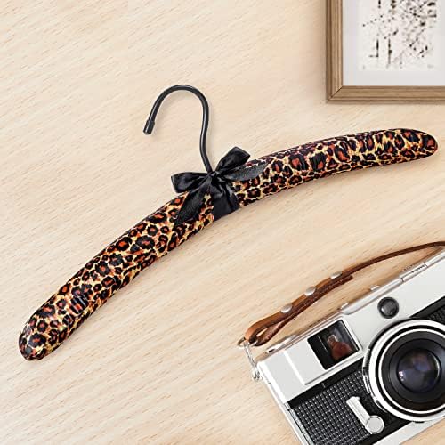 TOPIA HANGER Satin Padded Hangers for Women Clothing 17inch 10 Pack Leopard