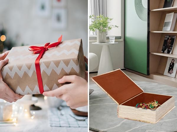 Decorative Vintage Style Fake Book Flowers Pattern Faux Leather Embossed Victorian Book Storage Box 3-04