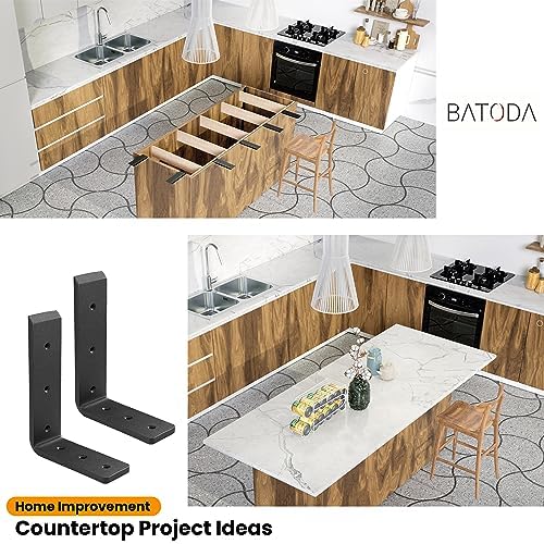 BATODA 10” Countertop Support Steel Brackets (2 PCS), Heavy Duty L Bracket
