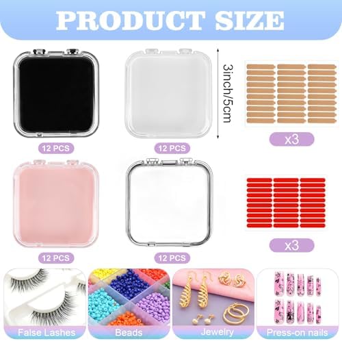 48 Sets Press On Nail Storage Box, Artificial Nail Display Case Acrylic Nail Boxes Press On Nail Packaging Box, Adhesive