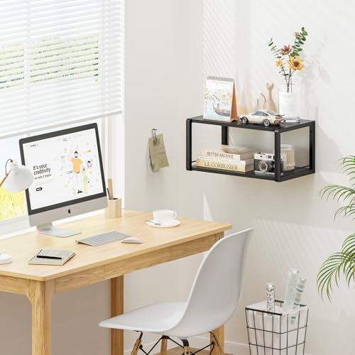 Floating Nightstand Set of 2, Wood Bedside Shelf Wall Mounted Nightstand with Heavy-Duty Frame, Floating Bedside Table f