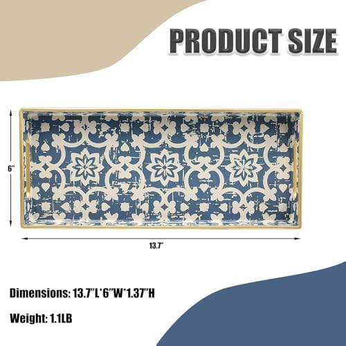 Bathroom Vanity Tray for Countertop, Small Plastic Toilet Tank Tray Versatile Storage & Organization Tray for Makeup, Pe