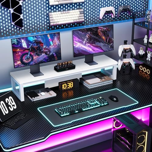 Dual Monitor Stand Riser, Large Computer Monitor Stand for 2 Monitors, Multi-Purpose Desk Organizers and Accessories, Wo