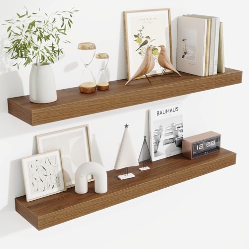 Fun Memories Floating Shelves for Room Wall, 36 Inch Long Shelf Set of 2， Hanging Wood Shelves for Storage & Display, Wa