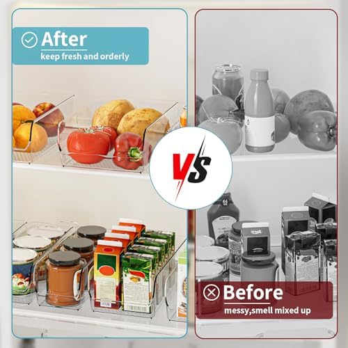 Ettori Set of 6 Clear Plastic Storage Bins - The Ultimate Pantry Organizers and Storage Solution for Kitchen, Cabinet, a