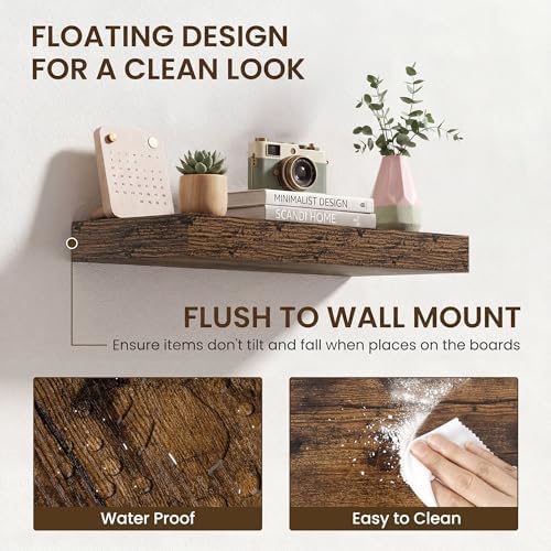 Axeman 55Inch Floating Shelves for Wall, 2 Packs, Invisible Brackets, Brown