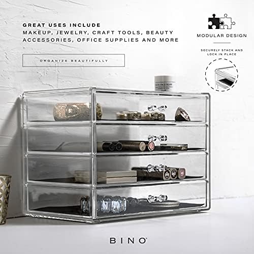BINO | 4 Drawer Makeup Organizer | Lenox Avenue | THE MANHATTAN SERIES | Makeup Drawer Storage | Cosmetic Organizer | Pl