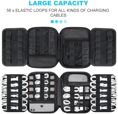 Lacdo Cord Organizer Travel, Cable Organizer Bag Case, Portable Electronics Organizer Travel Case, 6 Layer Large Capacit