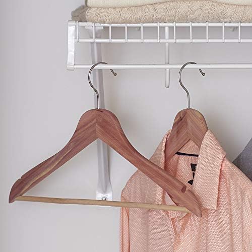 Household Essentials 26140 CedarFresh Red Cedar Wood Clothes Hangers with Fixed Bar and Swivel Hook - Set of 4, Brown,red