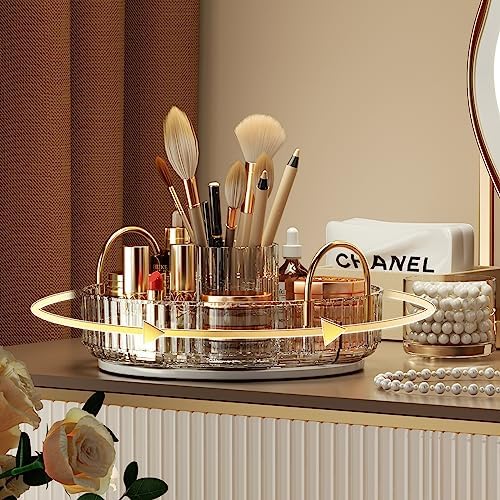 YCIA&DONE Rotating Makeup Organizer for Vanity, Large Capacity Make Up Storage Skin care Shelf Perfume Holders Cosmetic 