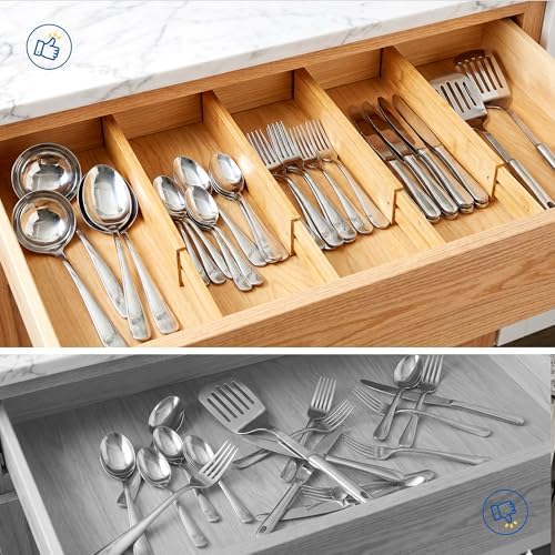 4 Pack 2.36" Bamboo Drawer Dividers, 17-22" Expandable Kitchen Organizers