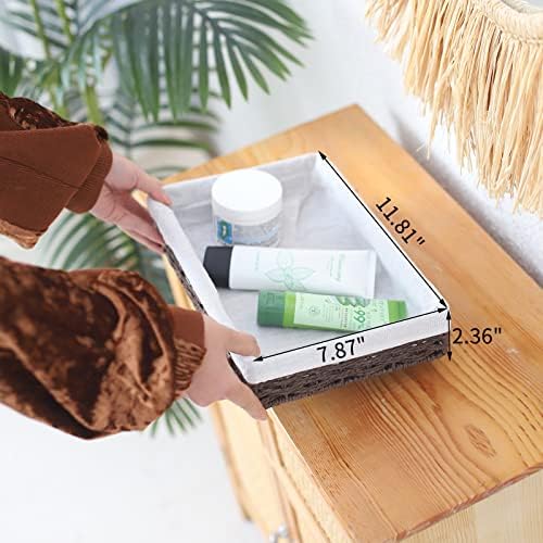 3Pcs Paper Rope Woven Storage Baskets, Delicate Storage Box for Shelves/Bathroom/Kitchen/Living Room/Office Desk/Bedroom