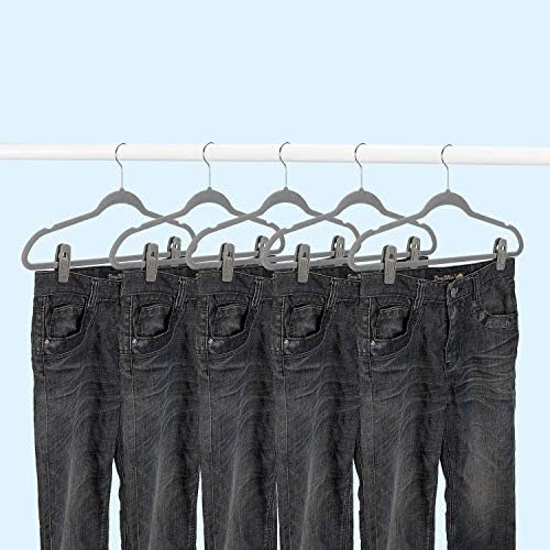 TOFIIGREM Grey Velvet Hanger Clips - 60 PCS Velvet Hanger Clip, Strong Velvet Clips Fit for Velvet Hangers