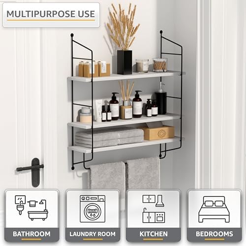 Sorbus 3-Tier Floating Shelves for Wall, Bathroom Storage & Decor (White)