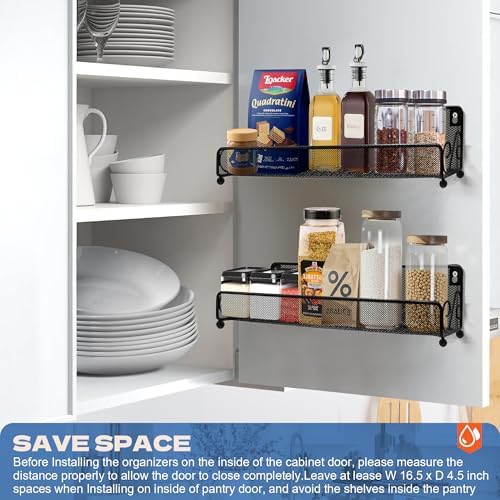 2 pack spice rack organizer for wall mounted or countertop , Jars Storage Organizer, Cabinet Holder, kitchen metal spice