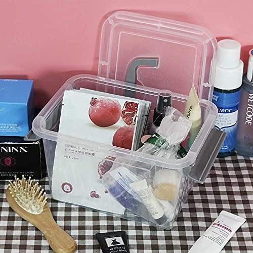 6 Pack Plastic Storage Container, 3L Small Latching Storage Box