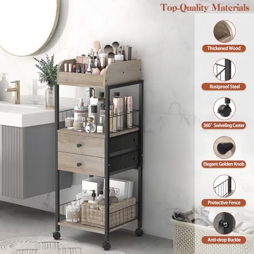 Makeup Organizer, Floor Skincare Organizers Make Up Organizers and Storage with Drawers, Vanity Organizer Cosmetics Disp