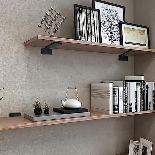 HITOMEN Heavy Duty Floating Shelf Brackets, 4-Inch (1/5'' Thick) Hidden Shelves Hardware, Iron L Brackets, Rustic Indust