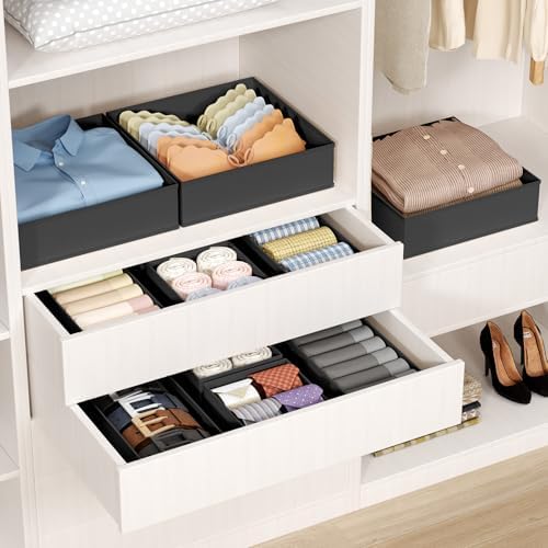 DIMJ Drawer Organizer Clothes - 20 Pack Closet Drawer Organizer Bins for Baby Clothes Storage, Fabric Dresser Organizer for Nursery Bedroom, Foldable Small Drawer Dividers for Underwear Socks