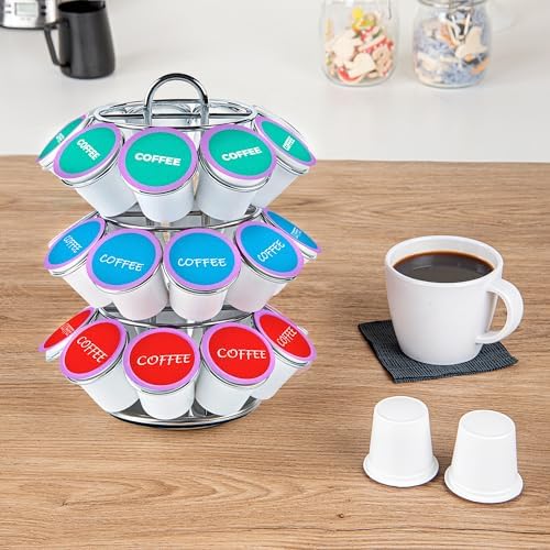 Restaurantware Coffee Pod Holder 6.69 x 6.69 x 8.66 Inches 27 K-Cup Iron Coffee Capsule Organizer Iron Storage Drawer Bl