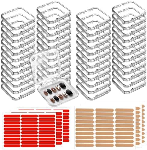 48 Sets Press On Nail Storage Box, Clear Artificial Nail Display Case Acrylic Nail Boxes Press On Nail Packaging Box, Ad