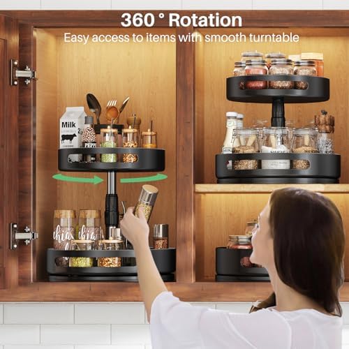 Lazy Susan Spice Rack Organizer for Cabinet, 2-Tier Metal, 10 in